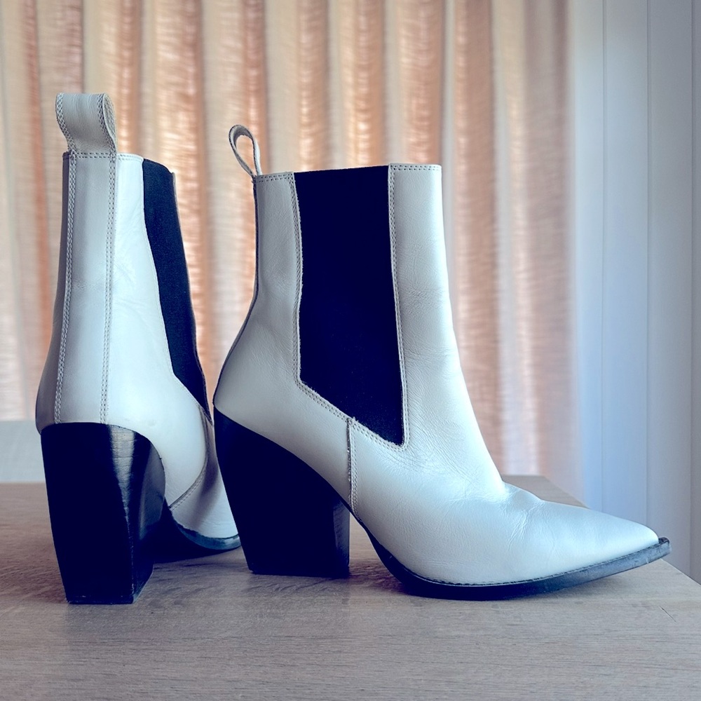 All Saints Cowboy Ankle Boots White / Black